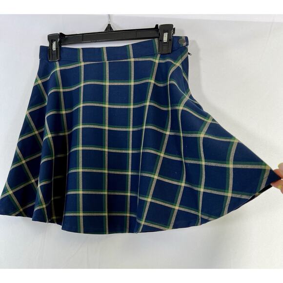 American Apparel Plaid Mini Skirt Academia Punk Y2K Tennis Goth Green Blue Sz M - Picture 2 of 9